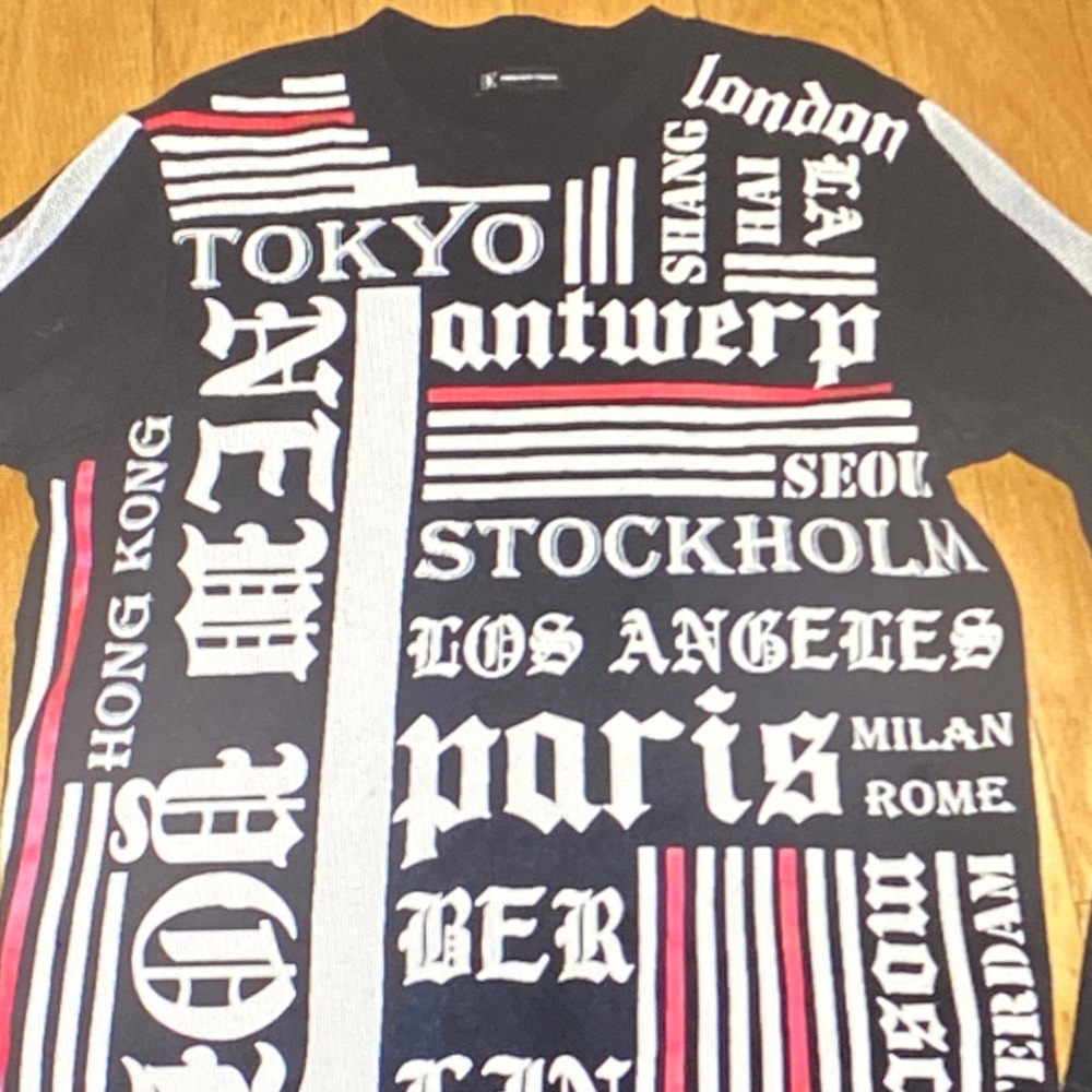 INC International Concepts Black and White Graphic Crewneck Sweater